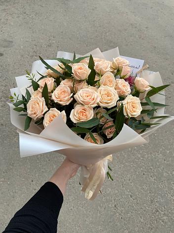Букет Кремовые розы Латте в Переправной